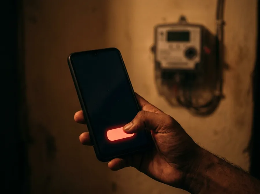 A phone showing the Halene offer at night